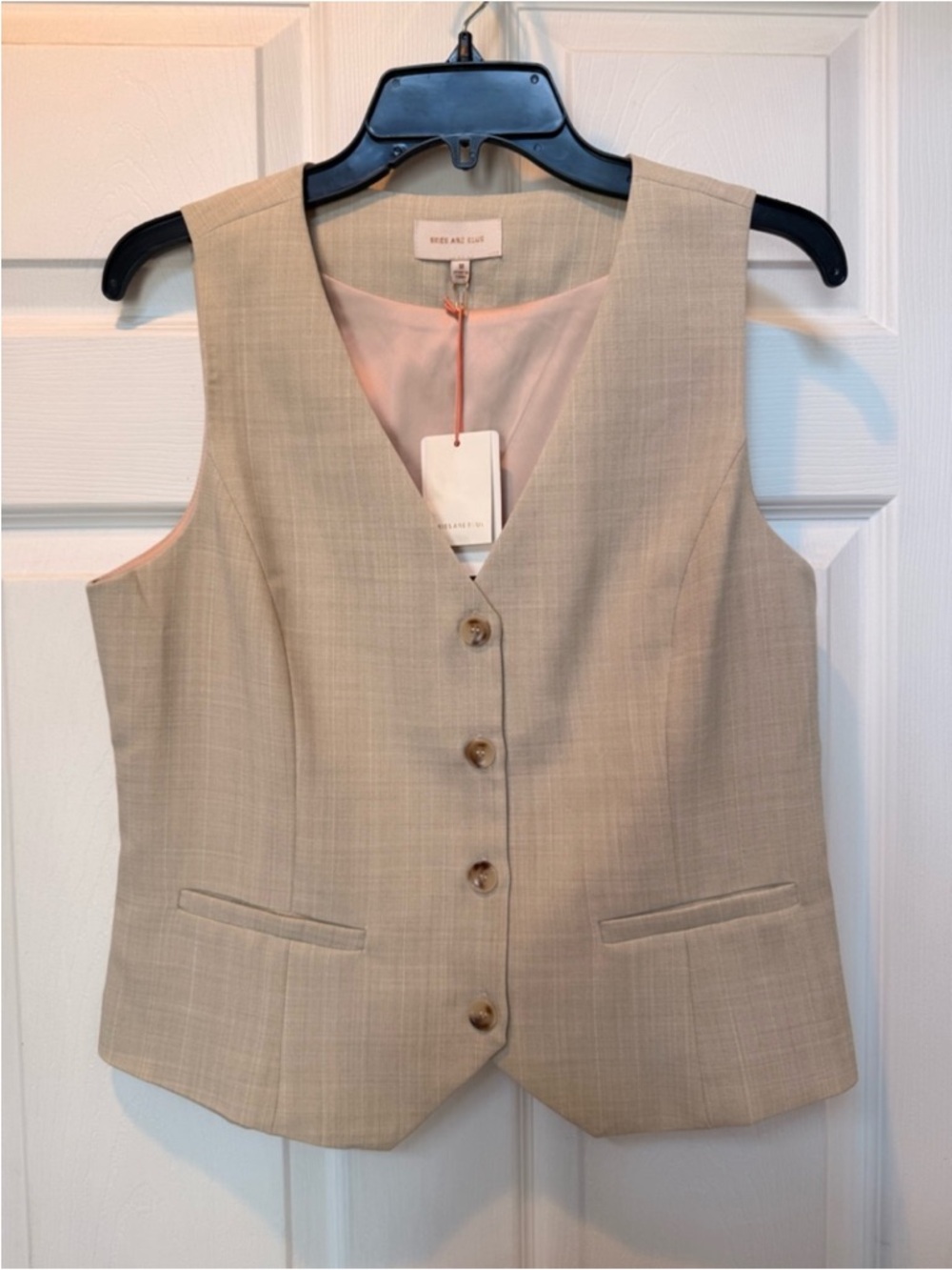 Skies Are Blue Beige Button-Down Vest